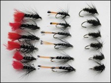 Wet Trout Flies, 18 Pack, Zulu, Black Pennel & Black & Peacock, Mixed Size