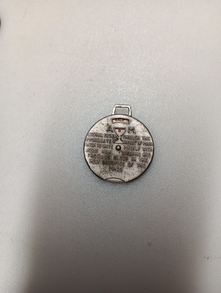 World Mass Time Zone Clock Medallion Nun's Estate Pendant Catholic