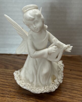 Vintage Ardalt Lenwile China Verithin Cherub Angel Playing Harp