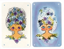 lady  Retro Hallmark 1970s vintage swap cards playing card singles