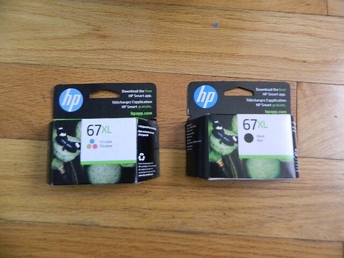 2026/5 LOT AUTHENTIQUE 2 CARTOUCHES HP 67XL NOIR/COULEUR DeskJet 1250 4100 NEUF SCELLÉ