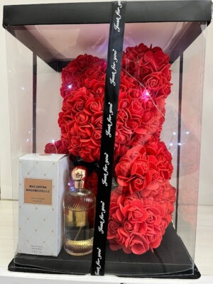 teddy bear  And Perfume of artificial small roses fully assembled  hand made