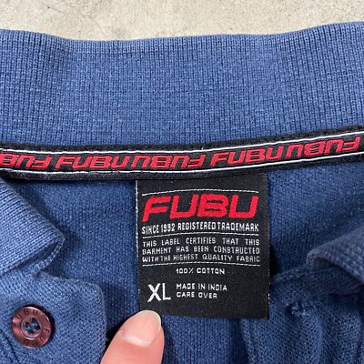 Vintage Y2K FUBU POLO CROP TOP Shirt XL Hip Hop Embroidered Logo
