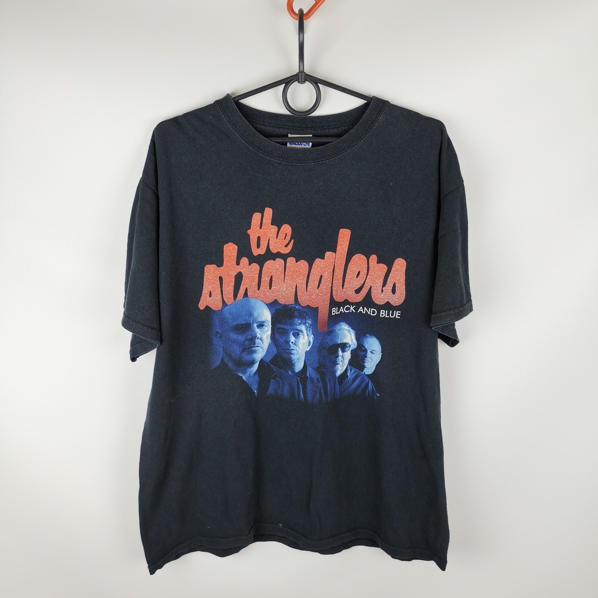 Gildan Vintage The Stranglers Black and blue tour tee shirt UK
