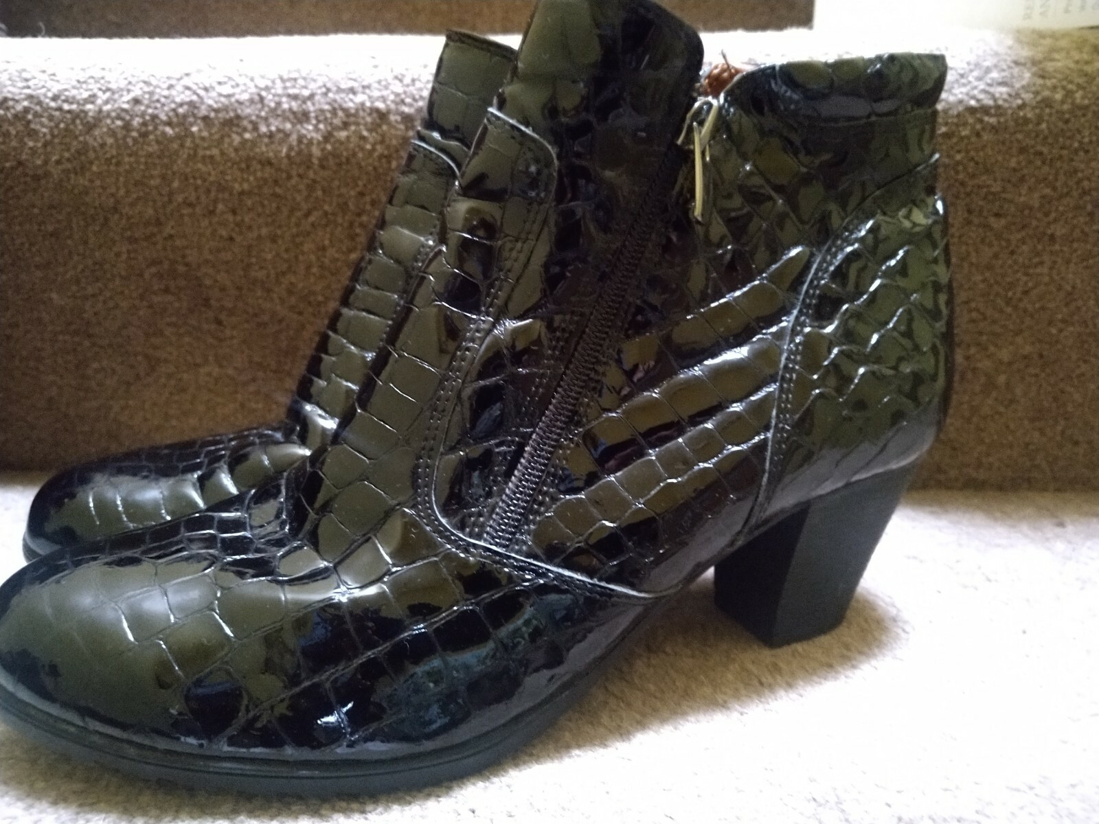 Patent Leather Ankle Boots Size 