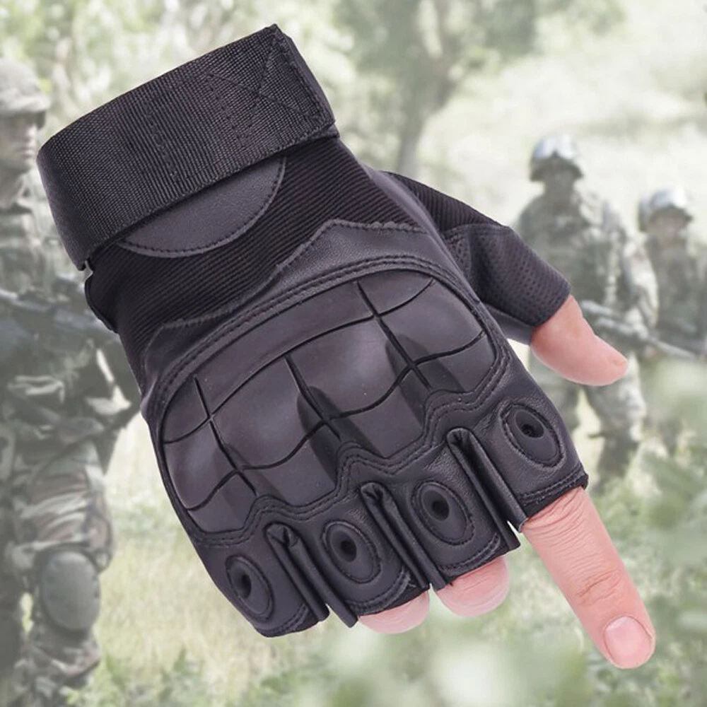 Military Fingerless Motorcycle Hard Knuckle Half Finger Gloves Men Women