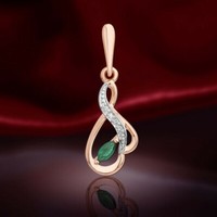 Rose Rotgold 585 AnhäNger Mit Diamanten Und Smaragd Neu Mit Etikett
