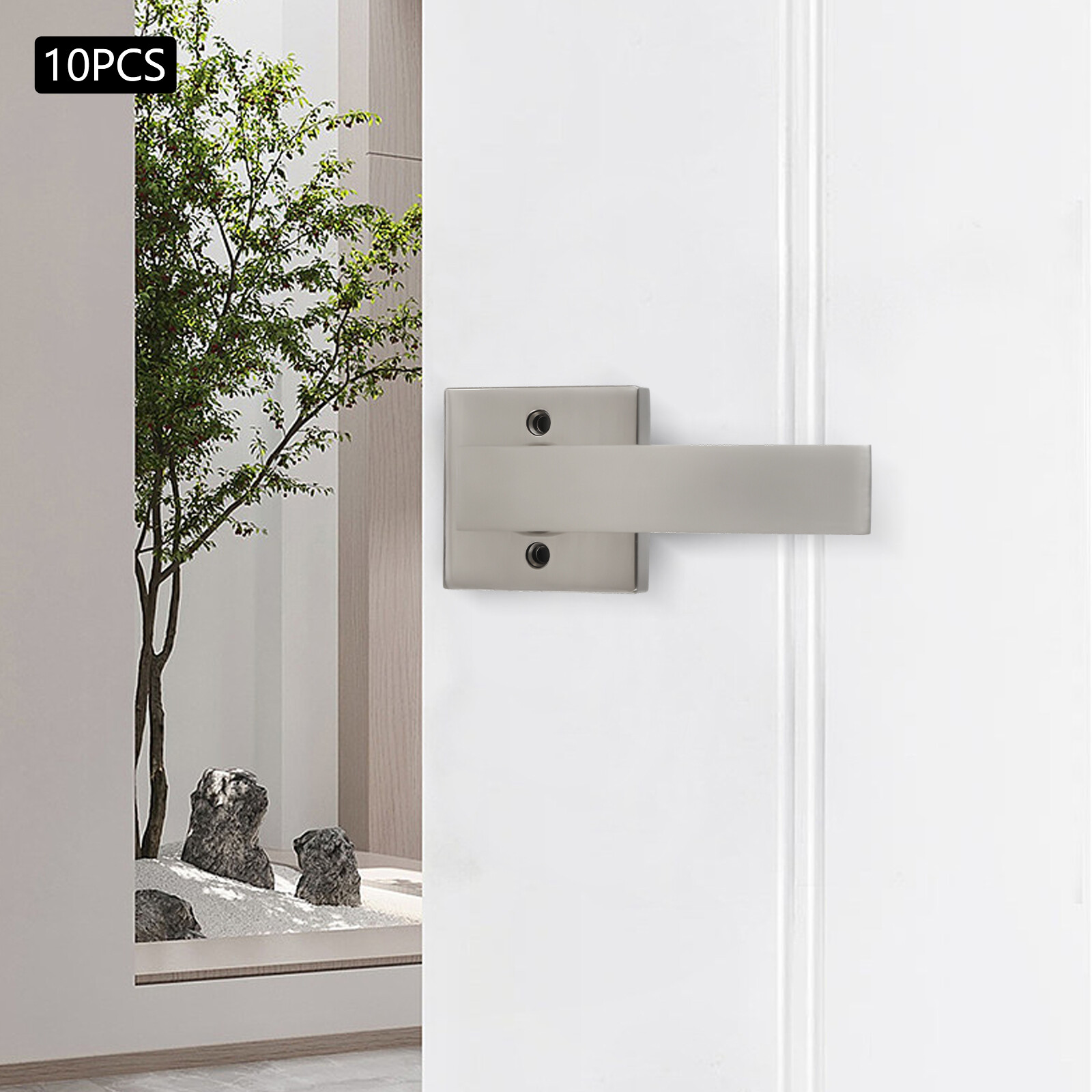 10Pack Door Lever Door Handle for Closets French Doors,Square Dummy