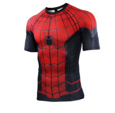 NEW Spider Hero Spiderman Men's Far From Home Short Sleeve Compression Shirt XL