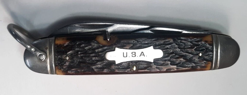 Excellent Vintage  Camillus Cutlery NY USA Bone Scout 4 Tool Pocket Knife - Image 3 of 4