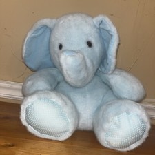 Vintage 90s Dakin Blue Elephant Plush Zoo Circus Safari Stuffed Animal