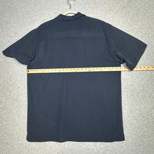 VTG Cherokee Camp Shirt L Blue Gingham Embroidered Upside Down Pineapple Swinger - Picture 6 of 8