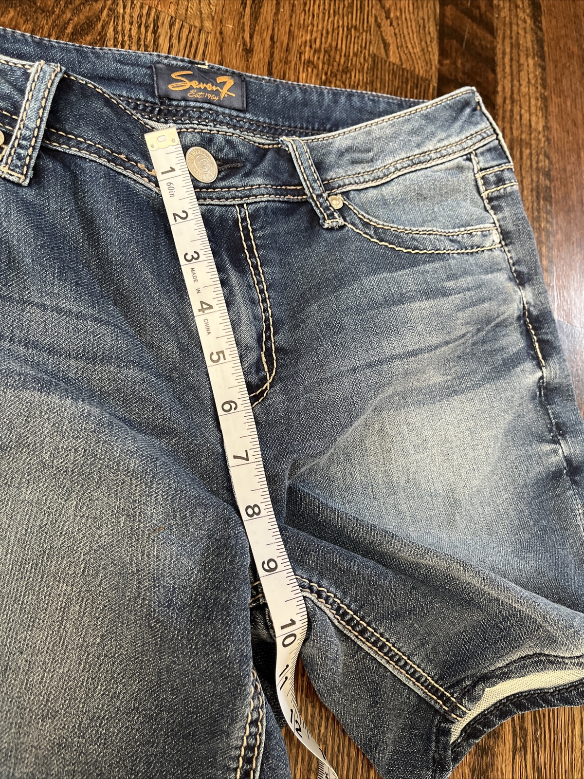 Seven7 Jeans Shorts Womens Size 12 Med Wash Blue Denim Waist 34 - View 6