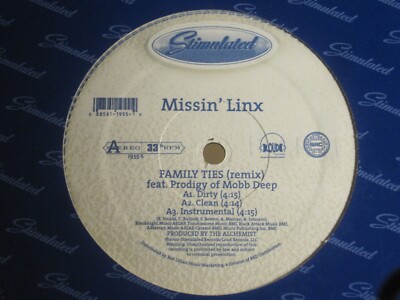 MISSIN' LINX FAMILY TIES REMIX 12'' '00 INDIE RAP ALCHEMIST PRODIGY MOBB DEEP VG+