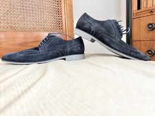 NIB HUGO BOSS Men Navy Blue Suede Leather LaceUp Oxford Derby Shoe US10.5/EU42.5