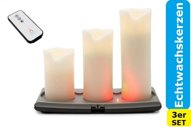 Smart Candle LED Kerzen Echtwachskerzen mit Fernbedienung wiederaufladbar sicher