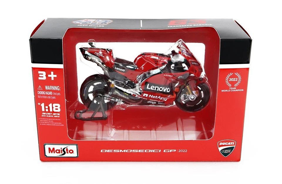 MODELLINO MOTO STATICO DUCATI DESMOSEDICI MOTOGP GP22 #63 BAGNAIA 2022 1/18 - Immagine 4 di 4