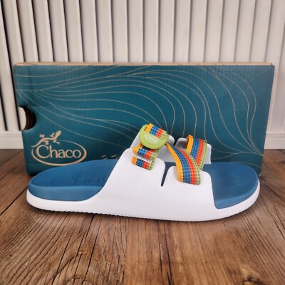 Chaco Chillos Sandals Kids Sz 4M Tetra Multi White Adjustable Strap Beach Slides