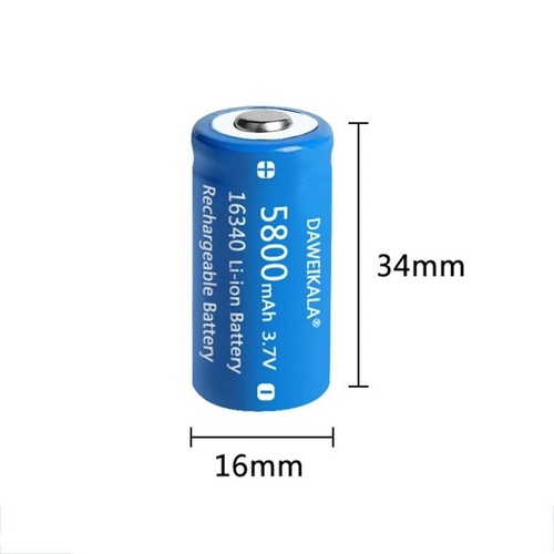 BATTERIA RICARICABILE CR123A 16340 AL LITIO 5800MAH 3.7V PILA TORCIA LED - Imagen 6 de 7