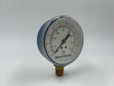 Vintage BRAUKMANN WATER GAUGE PSI Bar Made In USA, Free Shipping
