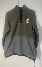 Disney Winnie The Pooh Vintage 1/4 Zip Fleece Pull Over Sweater Green/Gray Small