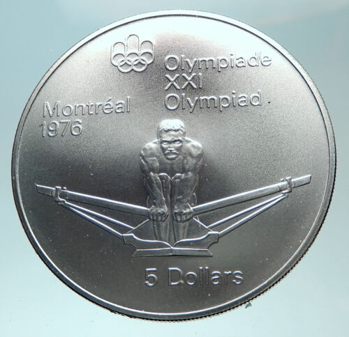1974 KANADA Królowa Elżbieta II STARE Igrzyska Olimpijskie Montreal WIOŚLARSTWO Srebrna moneta i82317 - Zdjęcie 1 z 3