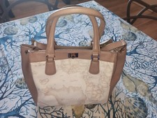 Borsa Alviero Martini Prima Classe Cartina Geografia Bianca E Tortora