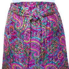 Quilted Maxi Skirt XS Vintage 60s Hostess Floral Paisley Mod Pink Purple Jewel