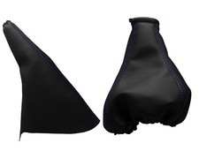 OPEL TIGRA (1994-2001) Cuffia Leva Cambio e Freno Vera Pelle - Cuciture Blu