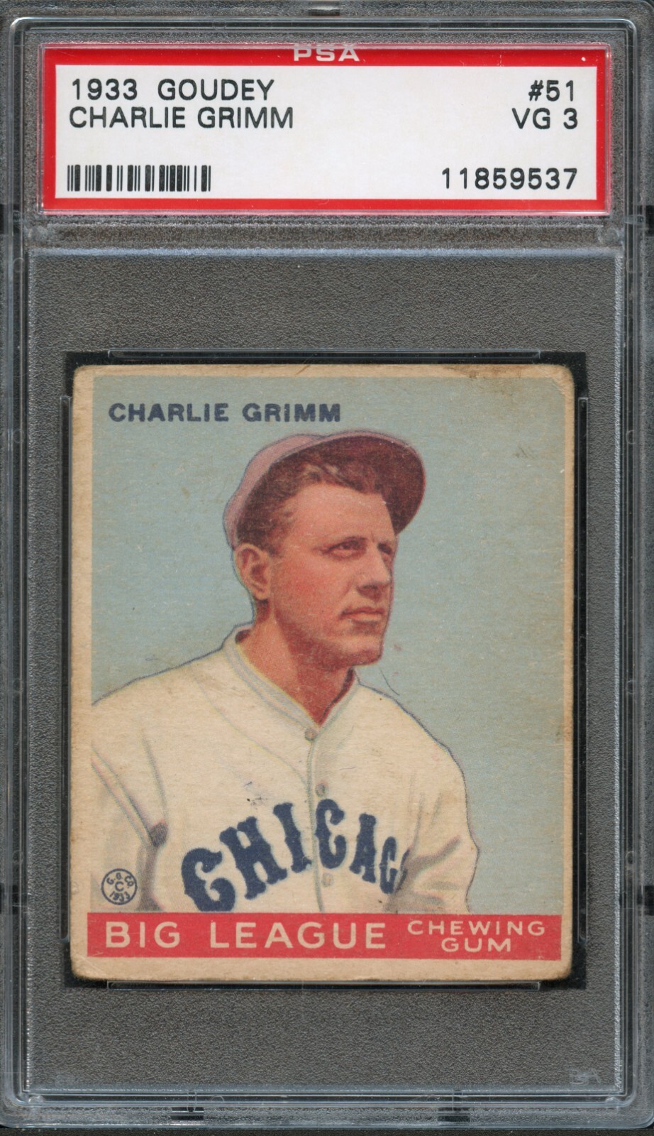BB - 1933 Goudey - #51 - Charlie Grimm - PSA 3 - VG