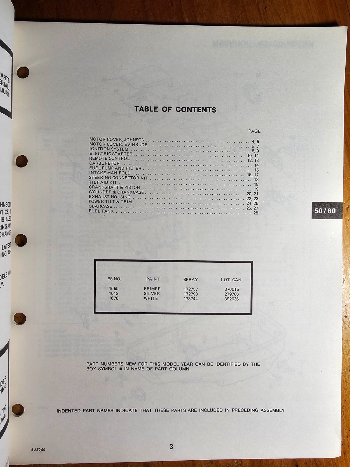 OMC Johnson Evinrude 50 60 HP Outboard Parts Catalog Manual 392973 1982