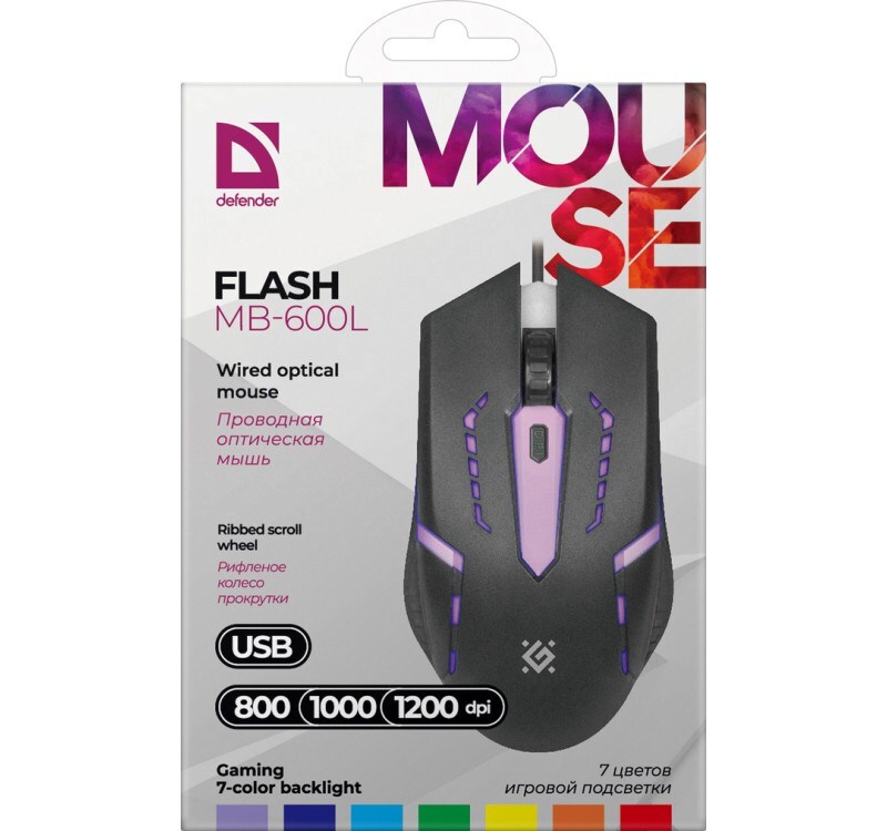 4714033526005 MOUSE DEFENDER FLASH MB-600L OPTIC LED 1200dpi 4P 
