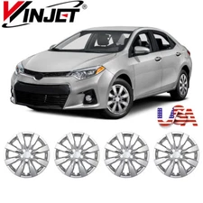 16" Set of 4 Chrome Wheel Covers Snap On Hubcaps For 2014-2016 Toyota Corolla