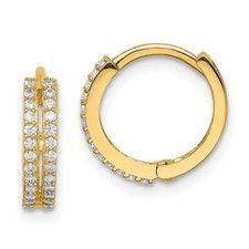  BRAND NEW 14k Yellow Gold Children's Madi K CZ Hinged Hoop Earrings