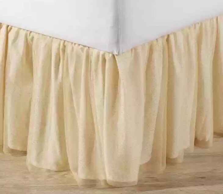 Pottery Barn Teen Girl Bedding Twin Size Gold Tulle Glitter Bed Skirt 18