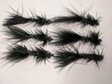 #2 Black Lead Eyes Crystal Bugger. 6 Each All Around Alaska Salmon And Trout Fly
