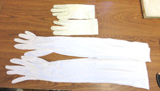 Vintage 50s White Opera Gloves 22" Long Length Stretch  Bonus Gloves
