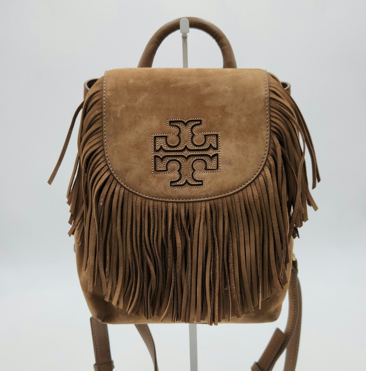 Tory Burch Harper Fringe Brown Suede Mini Backpack | eBay