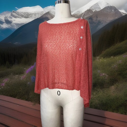 Wind River new with tags Coral colored sweater cape poncho shawl coat one size - 第 2/7 張圖片