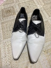 Men’s Black & White Leather Winklepickers