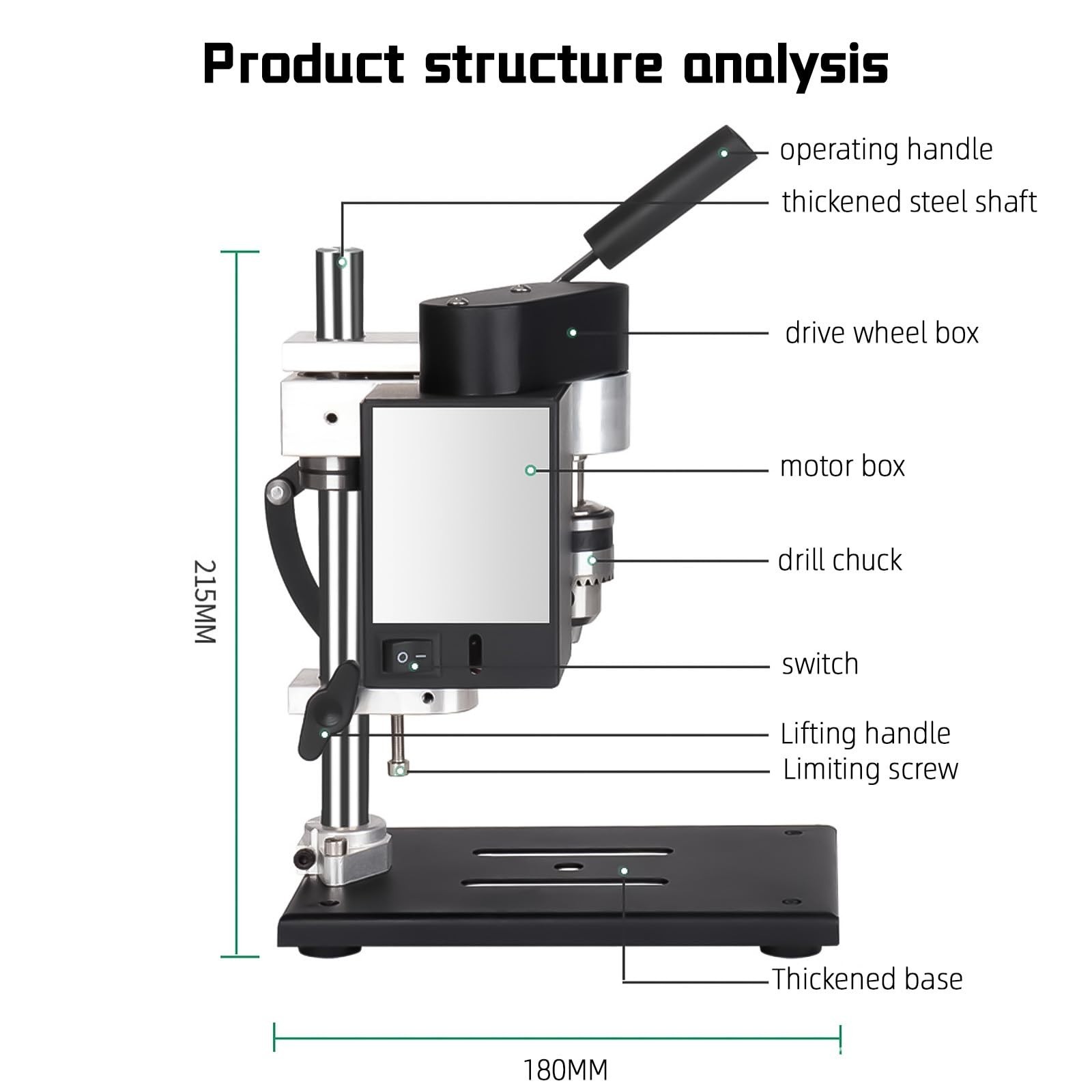 Small Benchtop Drill Machine, 775 Motor B10 Drill Chuck 0.6-6 mm Chuck Range