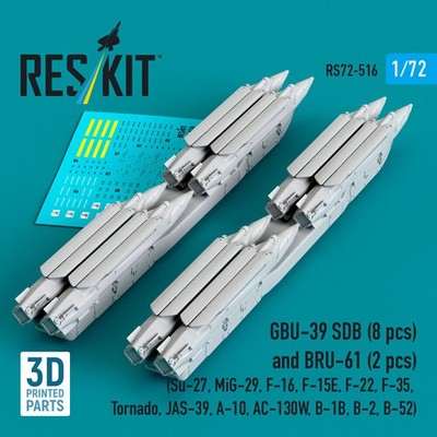 ResKit RS72-0516 - 1:72 GBU-39 SDB (8 pcs) and BRU-61 (2 pcs) (Su-27, MiG-29, F-