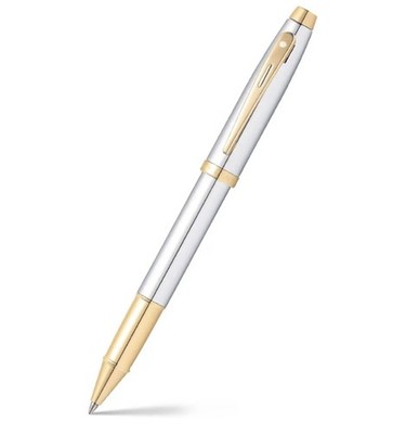 Sheaffer 100 Chrome Rollerball Pen with Gold Tone Trim White/Chrome #9340-1 NEW