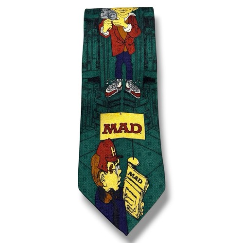 Vintage 1992 MAD Magazine Alfred E Neuman 100% Silk Novelty Tie Made Canada
