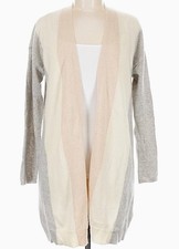 Charter Club 100 Cashmere Long Cardigan in Gray Ivory Tan Neutrals Size Med