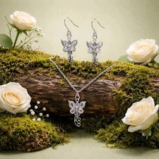 Silver Butterfly Necklace and Earring Sets