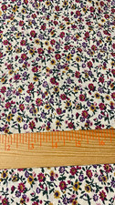 Small floral print on beige background/ cotton fabric 1 yd 15" by 42"