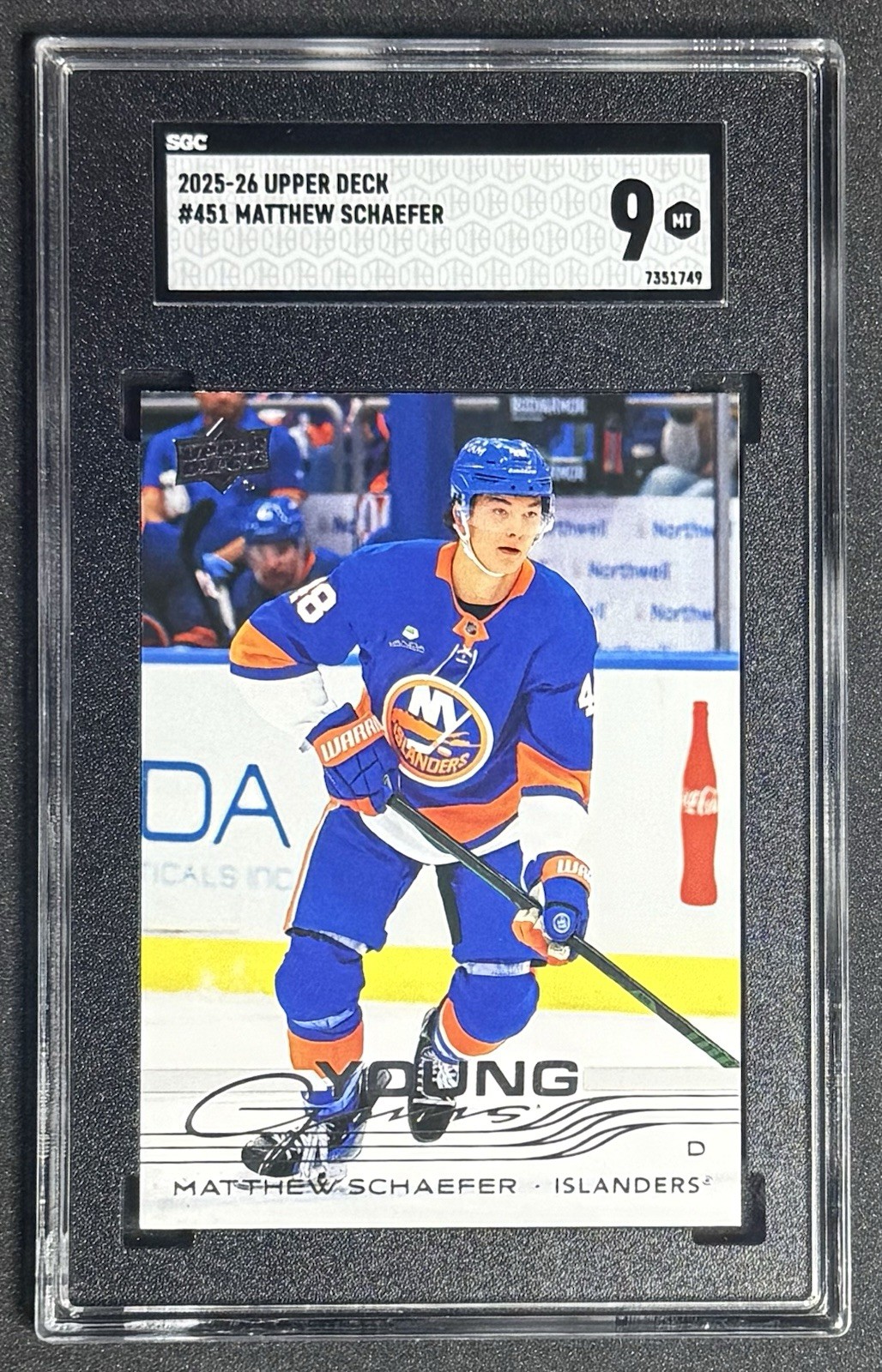 2025-26 Upper Deck Series 2 Matthew Schaefer Young Guns #451 RC SGC 9 Mint