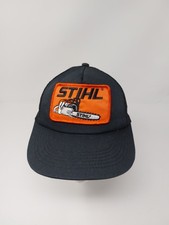 Vtg STIHL Large Patch Logo Snapback Trucker Hat Mesh Back Cap