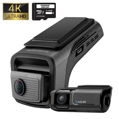 THINKWARE U3000 PRO 4K FRONT & 2K REAR DASHCAM, BUILT IN RADAR AND HDR, 64GB SD